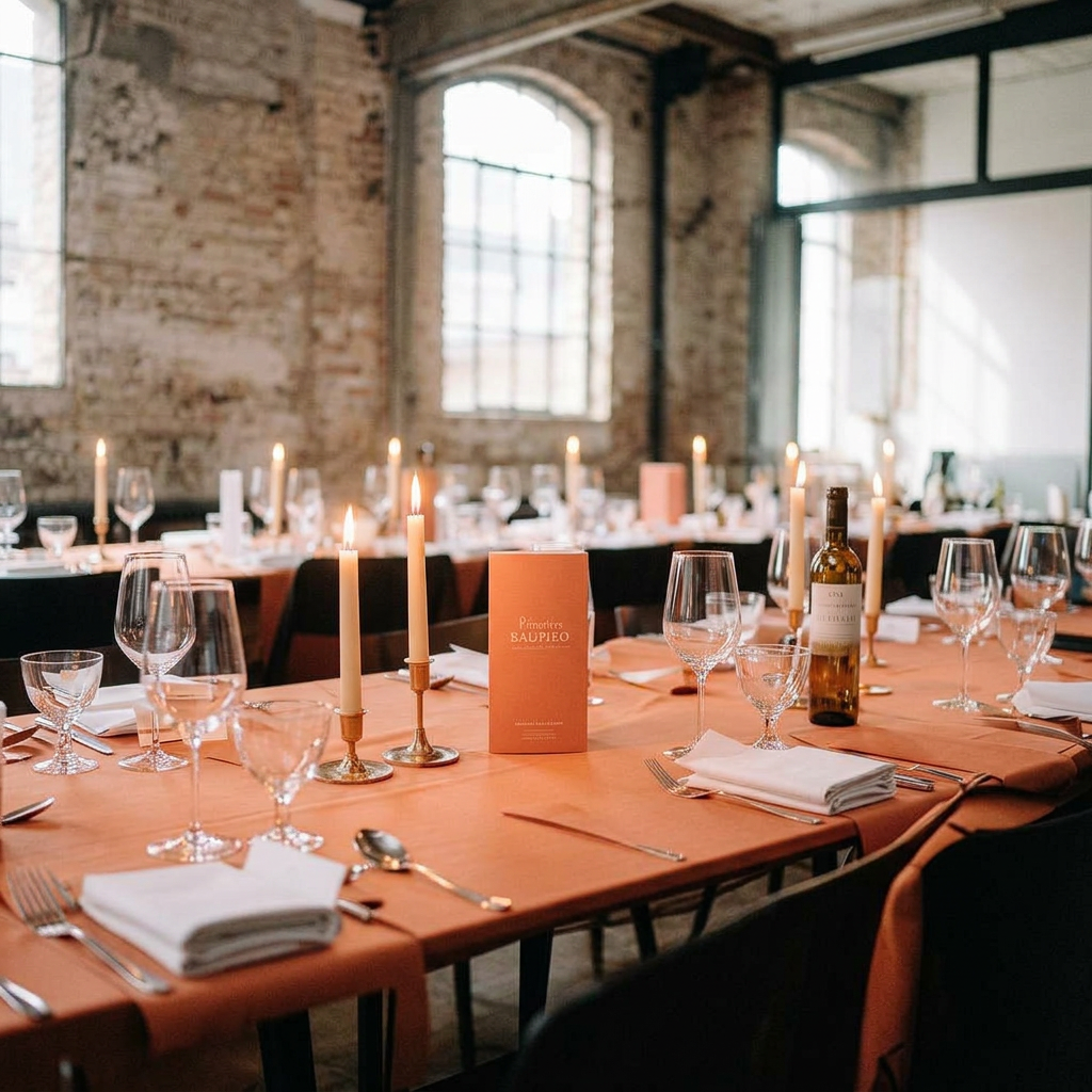 A candlelit private community dinner